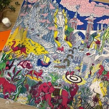 HERMES Cosmographia Carre 140 Geant Cashmere-Silk Shawl Scarf picture