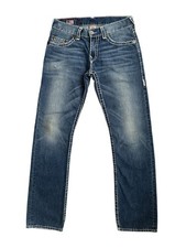 True Religion Bobby Super T Men's Jeans Size 31 Blue Straight Thick Stitch picture