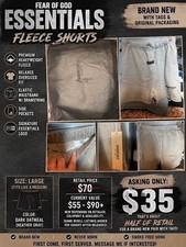Fear of God Essentials Fleece Shorts Large Dark Oat Meal picture