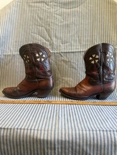 Vintage 1940s 50s Westex PeeWee Cowboy Boots Inlay As-Is Men 8-8.5 Women 10 picture