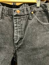 Vintage Wrangler Men's Black Dark Wash Denim Straight Fit Jeans Zip Fly picture