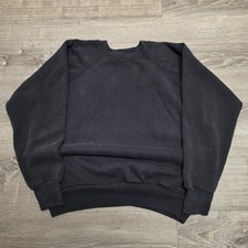 Vintage Pannill Sweatshirt Large Faded Black Blank Raglan Crewneck Made USA picture