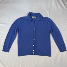 Vintage 100% Cashmere Dalton Cardigan Sweater Preppy Rockabilly 50s 60s Blue picture