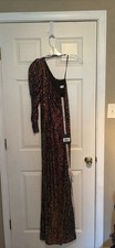 NWT Ieena Mac Duggal 26591 Sequined One Shoulder Multi Color Gown Size 0 picture