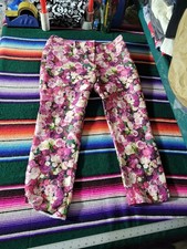 Kate Spade Live Colorfully Patterned Pants Flowers Right Side Cuff Seam Undone  picture