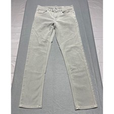 Faherty Brand Mens 32 Light Grey Stretch 5-Pocket Slim Straight Pants MBC0020 picture