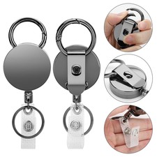 2 Pack Heavy Duty Retractable Badge Reel ID Card Holder With Belt Clip Key Ring picture