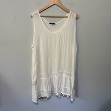 Vintage Absolute Angel Tunic Dress 3X Cream Gauzy Lace Trim Fairy Boho Chic picture