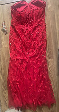 Jovani Red Strapless Lace Sequin Embellished Formal Gown Dress picture