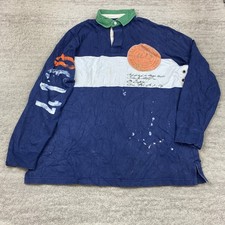 VTG Ralph Lauren Sportsman Canoe Lake Polo Rugby Shirt Large Blue RLPC 67 Patch picture