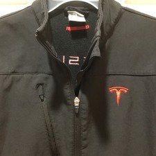 Tesla Motors Women Black Softshell Jacket Full Zip Fleece Lined Red Logo S picture