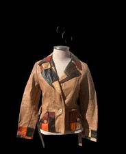Vintage 1970s patch work belted leather jacket picture