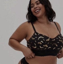 Torrid Curve Bralette (Sz 2) & Boyshorts (Sz 3) Set Halloween Gold Bats NWT picture