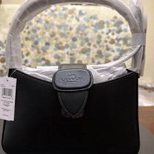 NWT Coach CAA92 Eliza Shoulder Bag Zipper Closure Smooth Leather/Gunmetal/Black picture