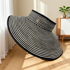 Womens Empty Top Wide Brim Straw Sun Hat Foldable Roll Up Beach Travel picture