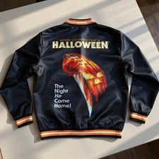 Men's John Carpenter's Halloween Style 1978 Black Bomber Jacket picture
