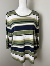 Southern Lady Petite Women's Size PM Striped 3/4 Sleeve Top picture