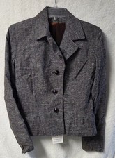 VTG 1950s Russeks Fifth Ave Cropped Tweed Blazer Jacket Pure Raw Silk NOS NWT 14 picture