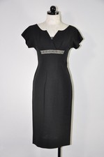 VTG 1950s Lilli Diamond Black White Embroidery Two Piece Coat Pencil Dress Set S picture