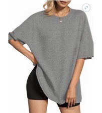 Moyiko Woman’s Oversized T-shirt Crewneck Loose Fit Gray Size large picture