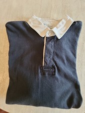 J Crew Rugby Knit L/S Shirt - Men's Navy Blue Size L, Rubber Buttons Padded Elbo picture