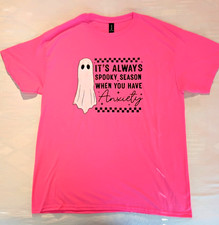Funny Halloween Anxiety Spooky Ghost T-Shirt Size L  Large NEW picture