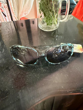 Panama Jack Men's Polarized Oval Sunglasses Clear Plastic Frame Black Lenses picture