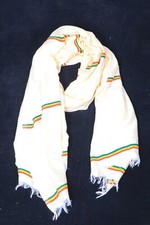 Ethiopian Hand Made Cotton Shawl Scarf Green,yellow,red, picture
