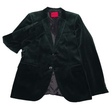 Hugo Boss Arti Velvet Blazer Jacket Mens 40R Extra Slim Dark Green Sport Coat picture