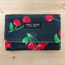 Kate Spade New York Women's Cherry Pattern Wallet Logo Zipper Credit Card Slots picture