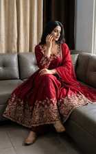 Anarkali Dress Pakistani Indian Ethnic Gown Bollywood Suit Wedding Party Wear picture
