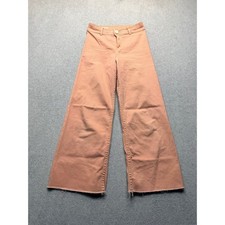 Zara Kids Peach Pink Wide Leg High Waisted Pants Frayed Hem Size 11-12 picture