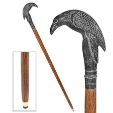 Rare Victorian RAVEN Handcrafted Walking Stick Cane-AL Black Steampunk Handle picture