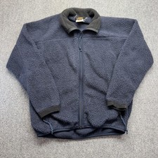 Vintage REI Full Zip Sherpa Fleece Jacket Mens Navy Blue Deep Pile 1491 picture