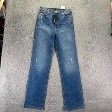 Fashion Nova Jeans Women 13 Blue Cotton Denim Straight Workwear Slit Hem Stretch picture