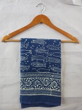 Indigo Fish Hand block print sarong 100% cotton hand made sarong size 44x72 inch picture