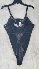 Torrid Curve Black Lace Bodysuit Lingerie Size 1X VNeck Underwire Rings  NWT picture