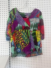 KikiSol Womens Multicolor Abstract Print Tunic Top With 3/4 Sleeves Boho Style picture