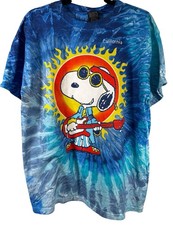 Vintage Y2K 90s Peanuts Snoopy Joe Cool Dead Stock Tie Dye Cotton Shirt L NWT picture