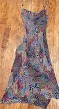 Vintage Y2K Laundry Shelli Segal Silk Paisley Slip Halter Ruched Dress Fairy 12 picture