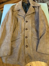 brown leather jacket small men Size 38 Fair Condition picture