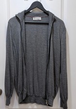 Brunello Cucinelli Men's Cashmere Silk Full Zip Cardigan Sweater Size 54 XL Gray picture