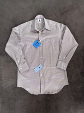 NWT Vintage Lanvin Paris Mens Long Sleeve Dress Shirt Light Brown Grey Twill M picture