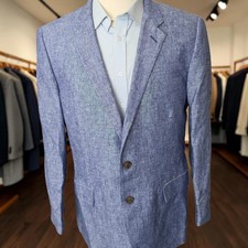 New J. Crew Linen Blazer 46r Thompson Dual Vent Blue Linen picture