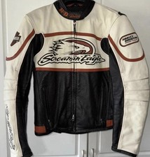 Handmade Mens Harley Screaming Eagle Davidson Raceway Leather Motorcycle Jacket picture