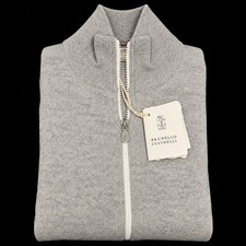 Brunello Cucinelli Full Zip Cardigan Cashmere Mens 50 / USA Large Light Grey picture
