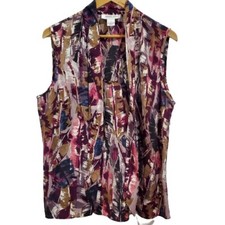 NWT Vintage Y2K Judith Hart Moulin Rouge Purple Plum Sleeveless Blouse Large picture