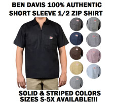 Ben Davis Solid / Stripes / Plaid Short Sleeve 1/2 Zip Up Shirt Multicolor [LR] picture