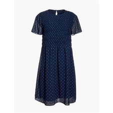 Madewell Georgette Smock-Top Mini Dress Women S Navy Polka Dot picture