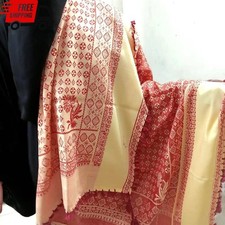 Traditional Palestinian Keffiyeh Scarf Arab Shemagh Tassel Red Cream Wrap picture